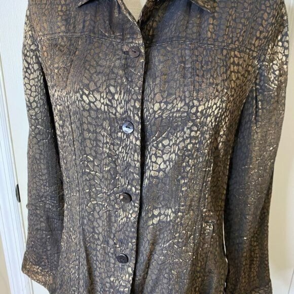 Chico's Animal Print Button Down Blouse - Picture 3 of 9